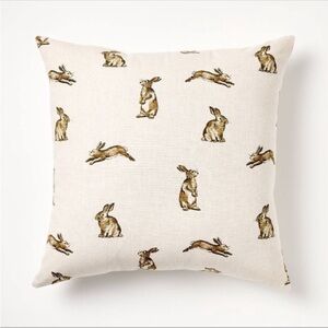Oversized Printed Bunny Square Throw Pillow Linen/Brown - Threshold Studio McGee